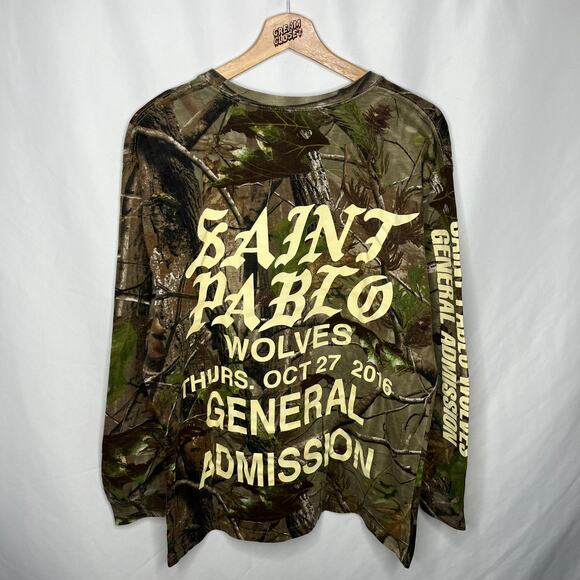Kanye West Ye Yeezy Saint Pablo General Admission Wolves Camo Tour Merch Tee L - Picture 1 of 4
